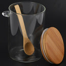 Food Storage Glass Jar Clear Sealed Canister Container with Lid and Spoon f H6P4