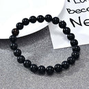 100% Natural Black Onyx Bead Real Stone Mens Stretch Elastic Bracelet 8mm Hot