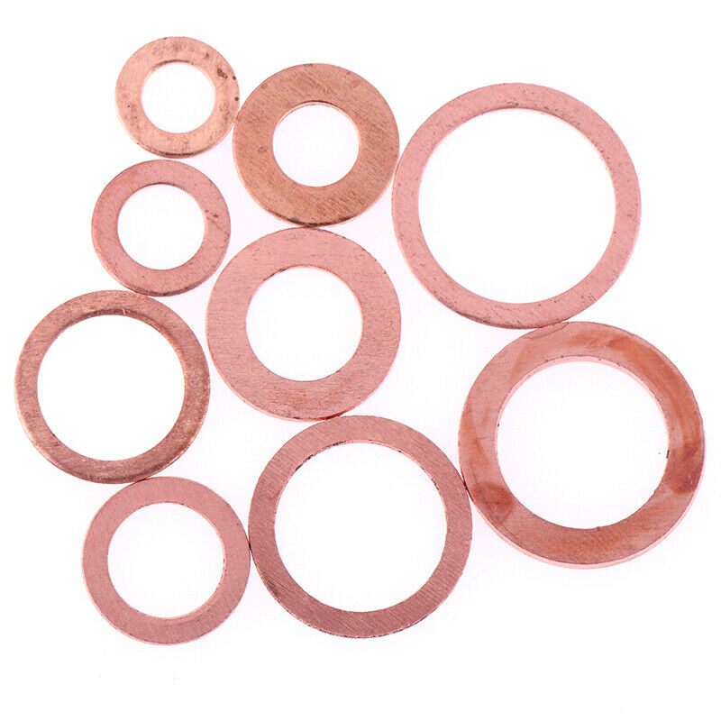 200x/Box Copper Washer Gasket Nut and BoltSet Flat Ring Seal Assortment Kit Ew