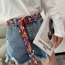 Harajuku Embroidery Panel Canvas Double Ring Buckle Long Belt Women Couples B BX