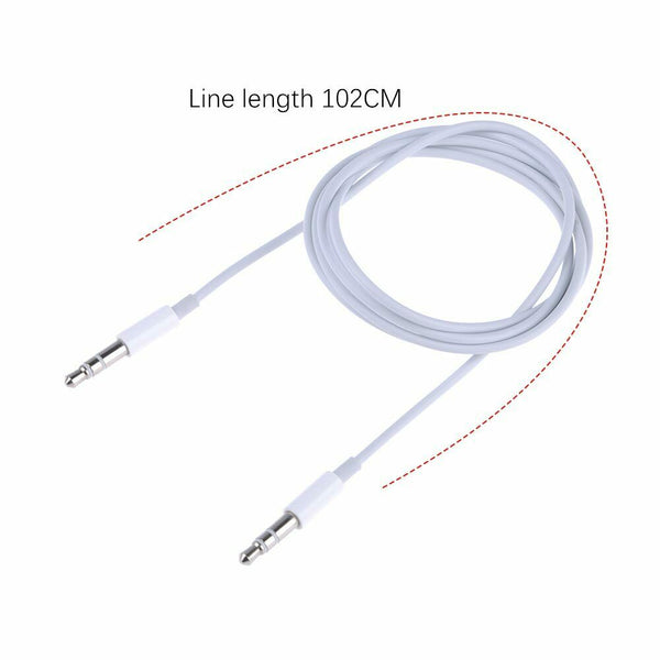 Portable 3.5mm AUX Audio Cable Male To Male With 3 Stages 1 Meter Long White