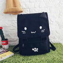 fashion Cute Cat Embroidery Canvas Student bag Cartoons Women Backpack Leis
