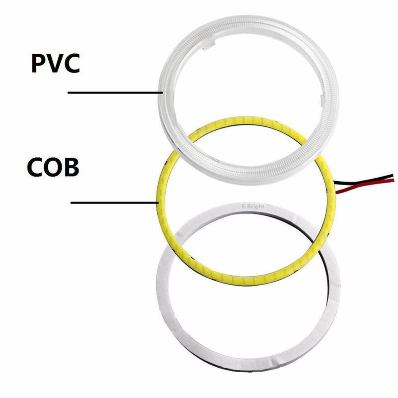 White COB Angel Eyes Halo Car LED Light Ring Halo Headlight DRL Lamp 70MM~