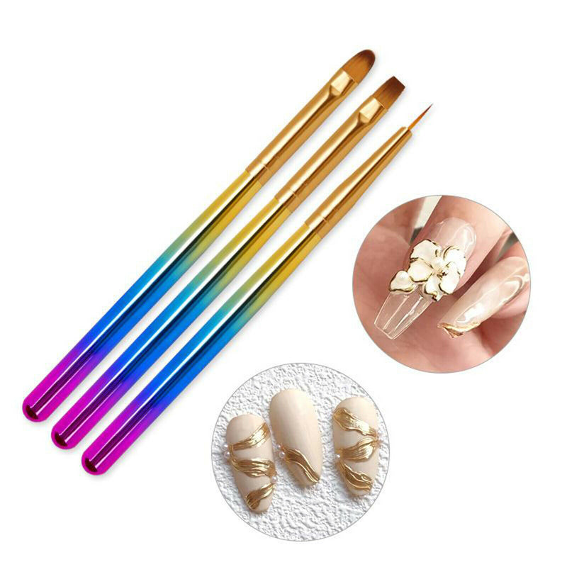 3x Nail Art Brush Set Nail Painting Brushes Nail Drawing Pen Nail Art DIY