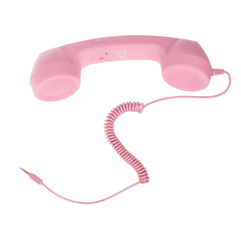 3.5mm Mic Retro Cell Telephone Handset Phone Classic Receiver Pink+Blue