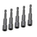 5Pcs 1/4in Metal Socket Bit Adapter Drill Nut 7mm Power Automotive Home