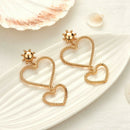 Fashion Women Two Big Heart Sun Dangle Earrings Stud Ear Statement Jewelry OZ