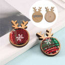 5pcs Christmas Wooden Deer 25mm Round Brooch Base Cabochon Blank Tray with P -Q