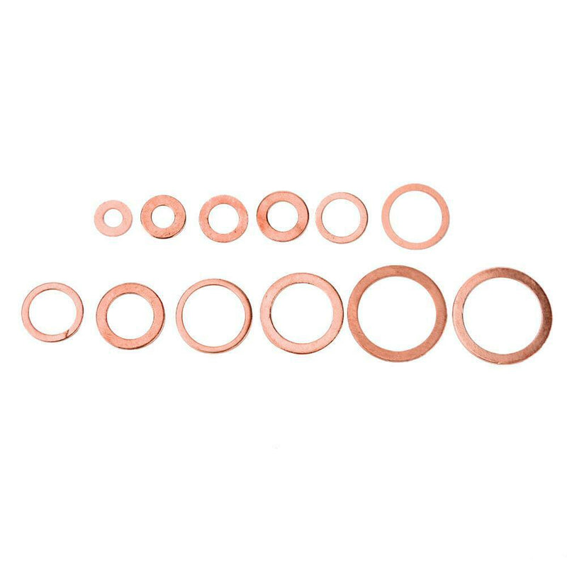 280pcs Solid Copper Washer Flat Ring Gasket Sump Plug Oil Seal Fittings