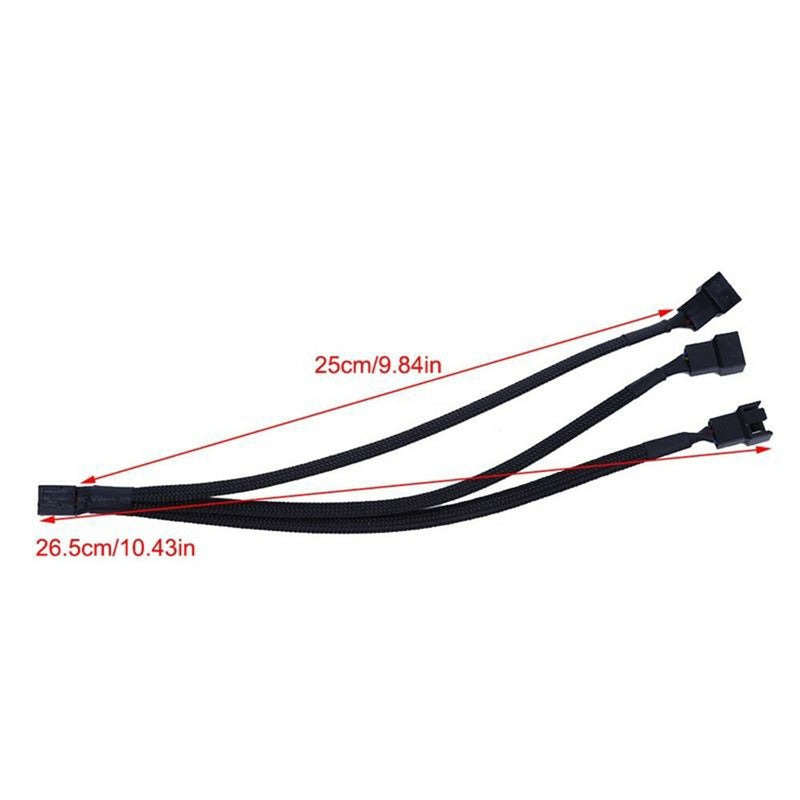 1 To 3 Way Splitter Sleeved 4-Pin PWM Connector Fan Extension Cable New 1pcs
