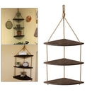 3 Layers Wood Hanging Rack Corner for Living Room Bedroom Bathroom Decor