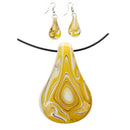 Set Murano water drop Necklace + Earring yellow