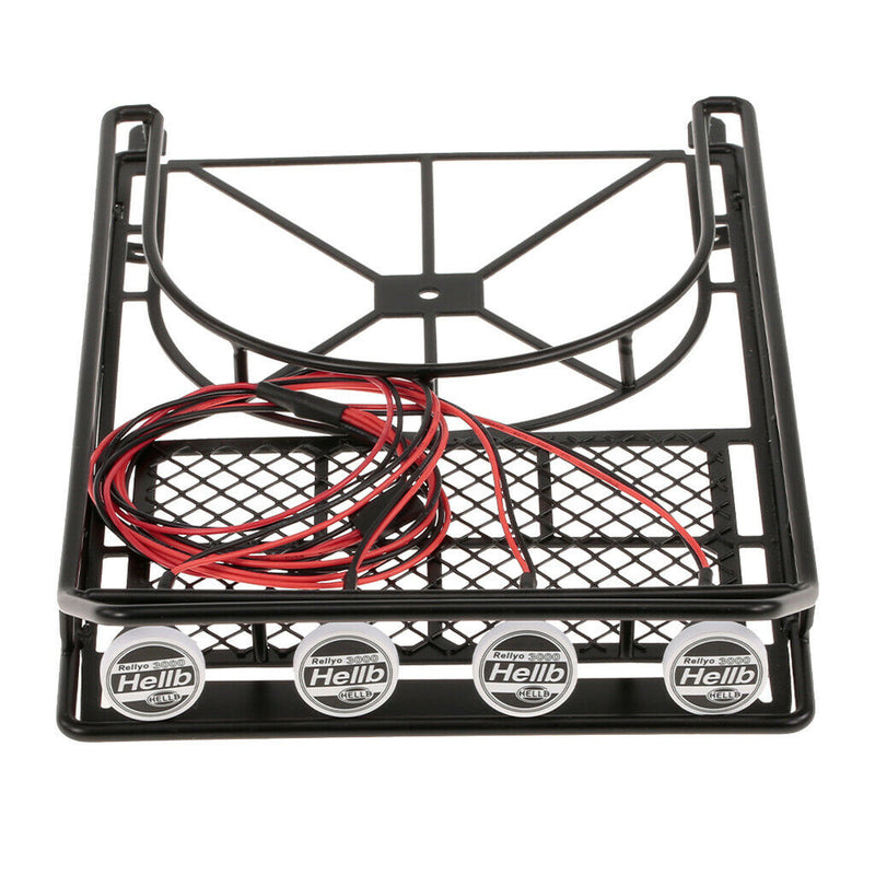 RC 1:10 Roof Luggage Rack with 4 Pieces LED Light Bar for D90 Rc 4wd Axial scx10