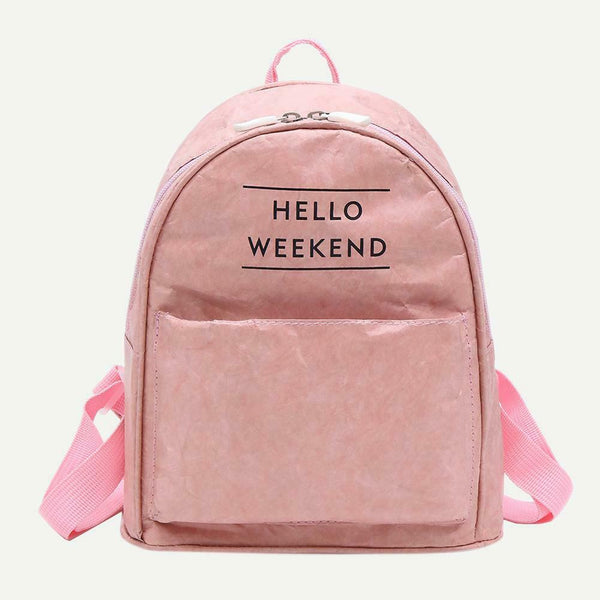 Kraft Paper Backpack Women Waterproof Travel Shoulder Schoolbags (Pink) A#S