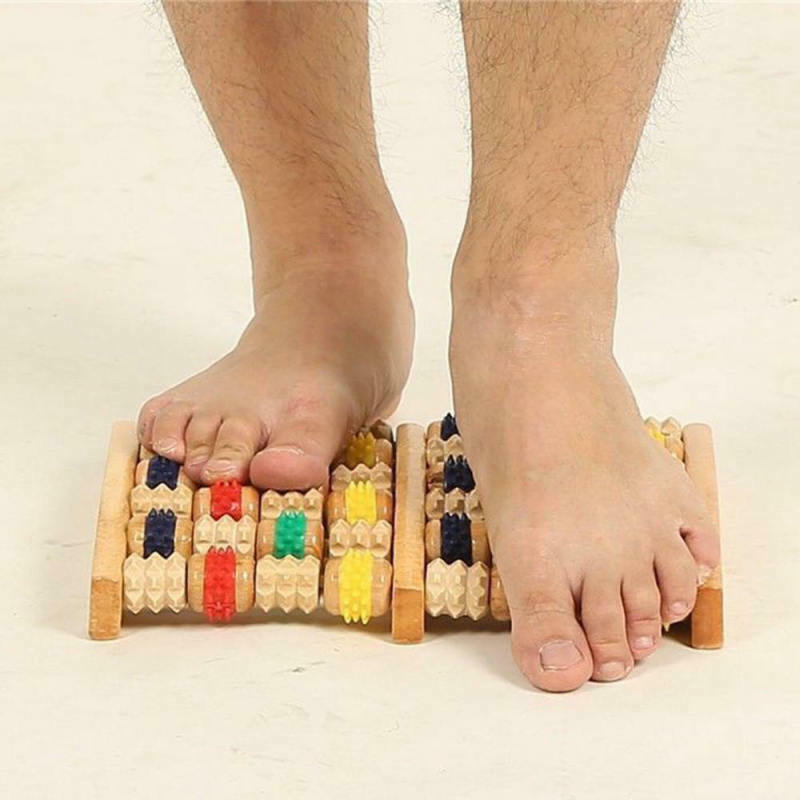 Wooden Foot Massager Roller Relieve Plantar Fasciitis Acupressure Massage Tool