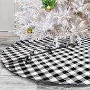 Christmas Tree Skirt 50 inch White and Black Plaid Buffalo Double Layers Tr