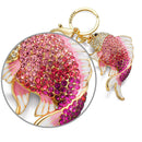 Women Lady Handbag Pendant Charming Rhinestone Fish Carp Metal Keychain Keyring