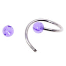 14g Stainless Steel Twist Navel Ring with Ball - Purple O5M6