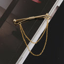 2pcs Collar Pin Bar Shirt Tie Stick Pin Brooch with Chain For Men Women