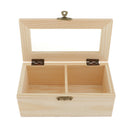 2 Grids Unfinished Wood Box, Wood Jewelry Box with Locking Clasp Rectangle Wood
