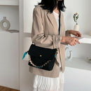 Solid Color Scrub Leather Crossbody Bags for Women Chain Scarf Shoulder Mes