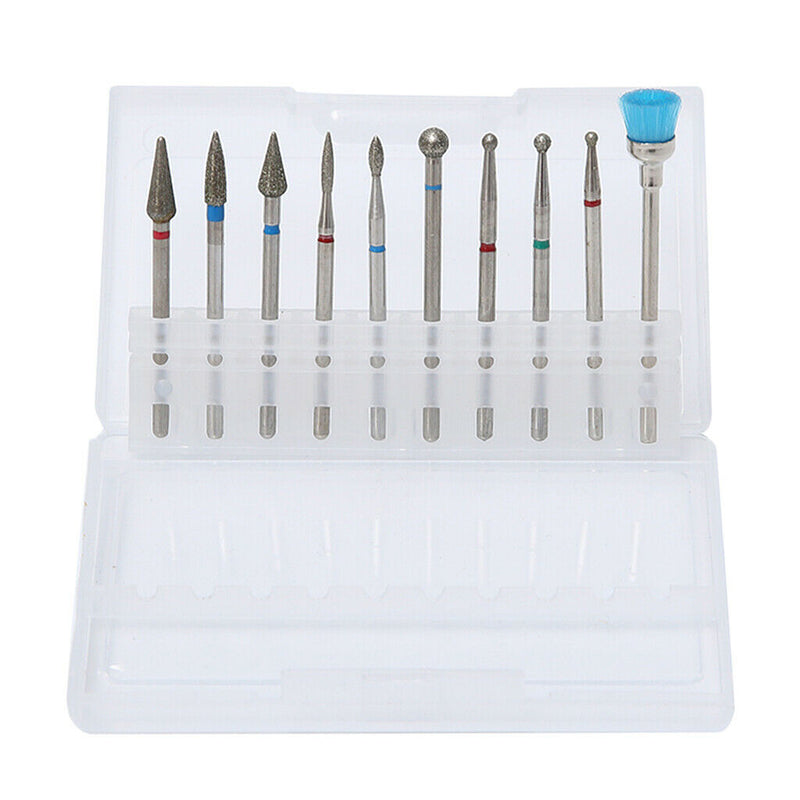 10PCS Nail Drill Bits, Cuticle Cleaner Dust Drill Brush Rotary Polishing Buffing