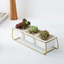 Nordic Simple Wrought Iron Flower Pot Set Three Pots One Shelf Square Ceram D4J2
