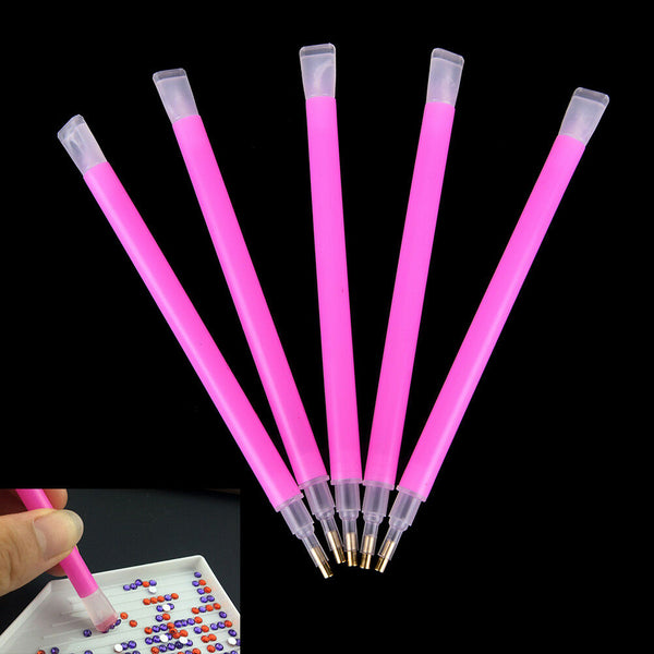 5Pcs/set Dual-ended Nail Art Rhinestone Gem Picker Pink Dotting Pen Manicure Hn