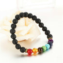 7 Chakra Healing Balance Beaded Bracelet Lava Yoga Reiki Prayer Stone Unisex LJ