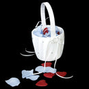 Double Heart Wedding Flower Girl Basket Rhinestone Decor White K6E2