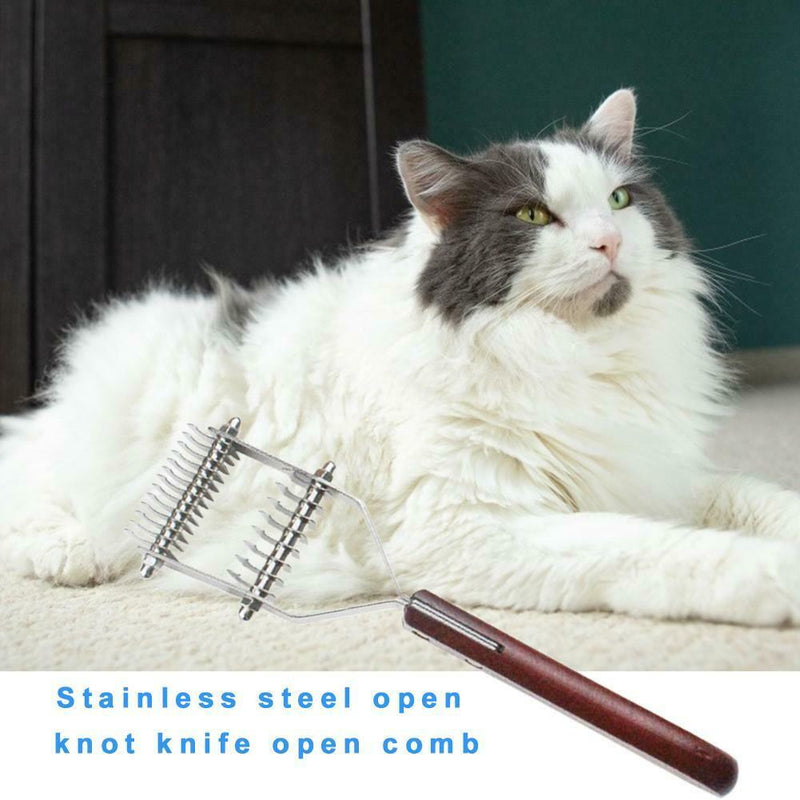 Pet Dog Cat Fur Knot Cutter Steel Remove Hair Brush Grooming Comb Rake (S)