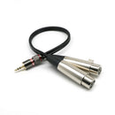 1/8" 3.5mm Jack to Dual XLR Female Stereo Camcorder Microphone Audio Cable