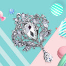 Rhinestone Alloy Brooch Crown Glass Women Corsage Badges Jewelry (White)