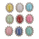 10Pc 20x15mm Oval Rhinestone Flatback Buttons Diamante Dome Cabochon Gem DIY