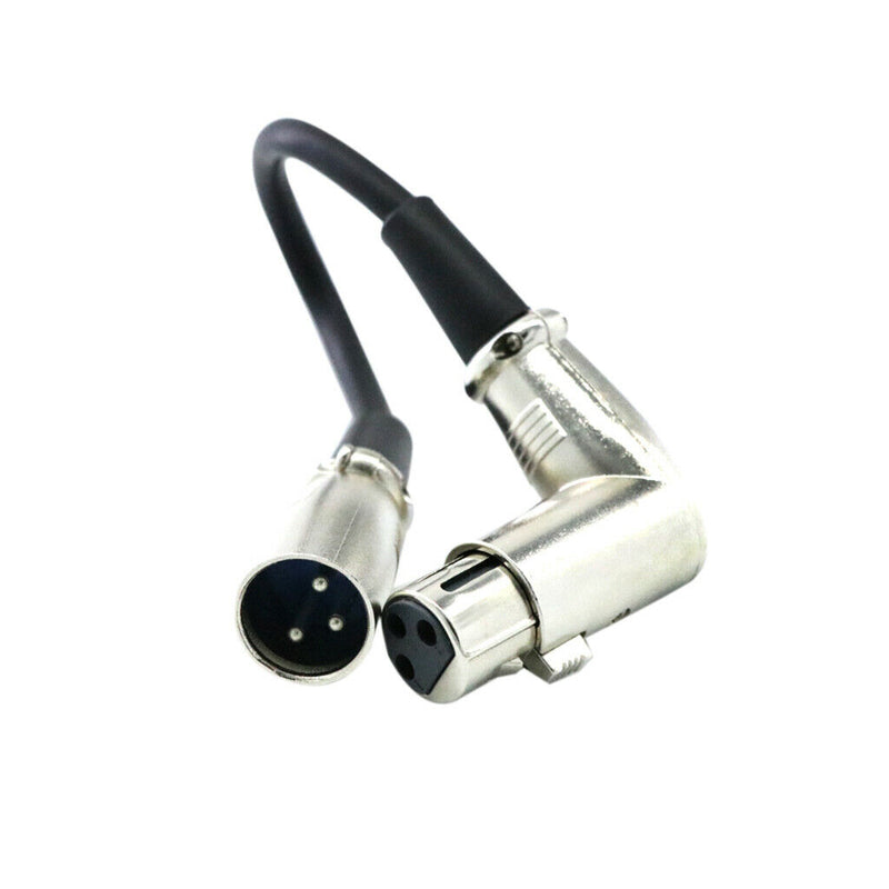 Durable 3 Pin XLR Patch Connector Microphone Lead Cable Data 90 Degree Plug