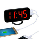 Easy Snooze Time Setting LED Mirror Digital Alarm Dual USB Port Charging St