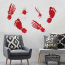 Halloween Horror Blood Hands Blood Feet Living Rooms Walls Red Pvc Stickers