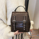 Fashion Small Shoulder Bag Pu Leather Ladies Backpack Stone Retro Bag Femal