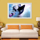 5D DIY Round Drill Diamond Painting Black Cat Cross Stitch Embroidery Craft