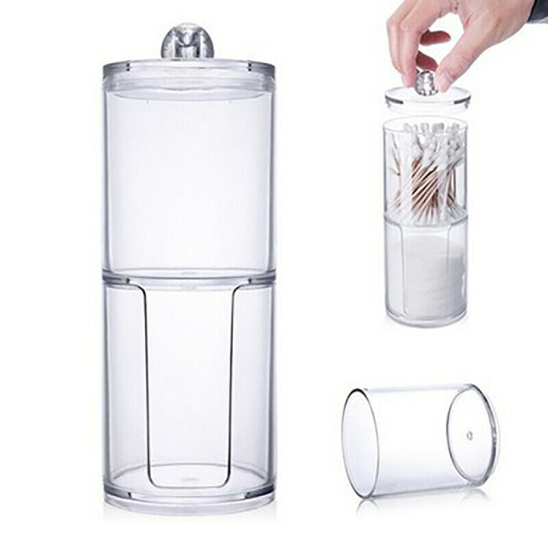 Acrylic Transparent Box Makeup Cotton Pad Round Container Storage Holder Case