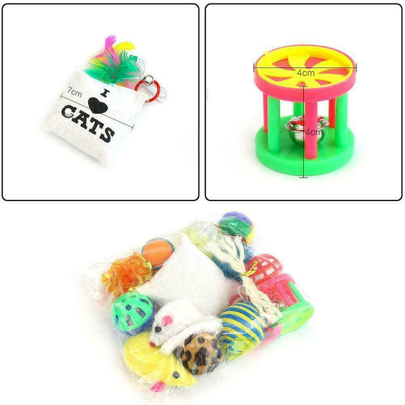 14Pcs/set Creative Pet Cat Toys Set Mice Balls Catnip Pet Kitten Play Ball N6J1