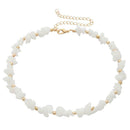 Natural Stone Beads Necklace Crystal Chain Choker Lady Jewelry Gift (White) A