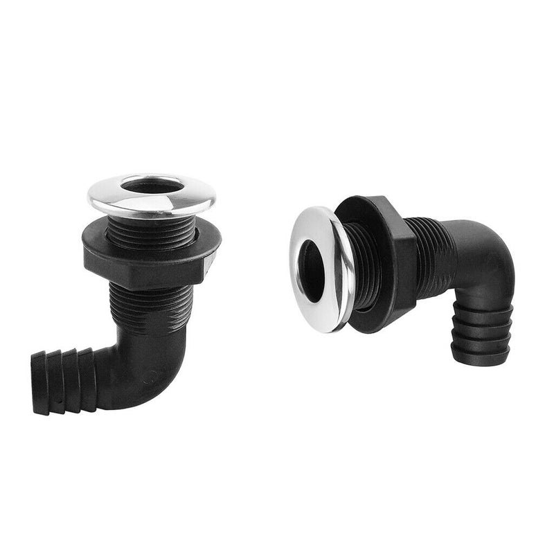 1" inch  Plastic 90 Degree Thru-Hull Bilge Pump Hose Fitting for Boats 2pcs