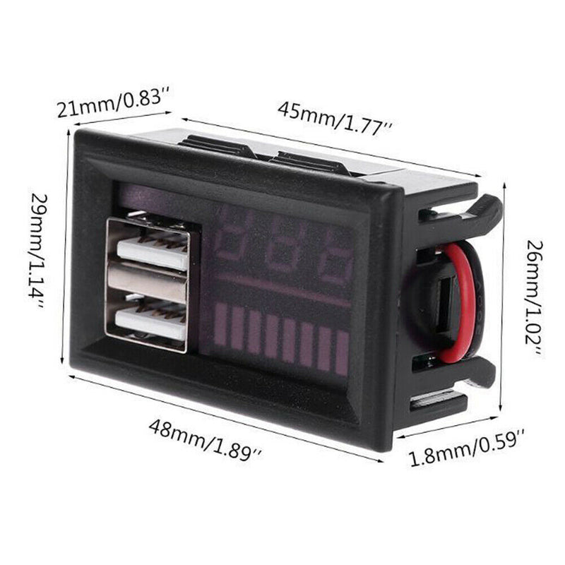 12V Voltage Battery Panel Digital Display Meter Car Voltmeter Durable Dual USB