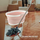 Foldable Mop Bucket Portable Wash Basin Dishpan Bathroom Home (Pink) A