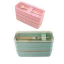 900Ml Healthy Material Lunch Box 3 Layer Wheat Straw Bento Boxes Microwave