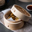 Natural Bamboo Steamer Basket Food Steamer Cooker for Dumpling Dim Sum 18cm