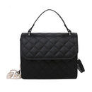 Lattice Women Messenger Bag Small Square Shoulder Crossbody Handbag (Black)