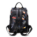Feather Print Backpack Lady Oxford Cloth Waterproof Travel Casual Schoolbag