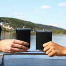Pocket Hip Flask 8 Oz with Funnel Stainless Steel with Black Leather Wrappe